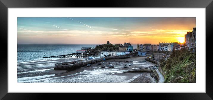  Tenby Harbour Sunrise Panoramic Framed Mounted Print by Simon West