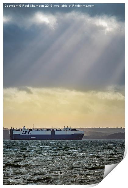 Crepuscular on the Solent. Print by Paul Chambers