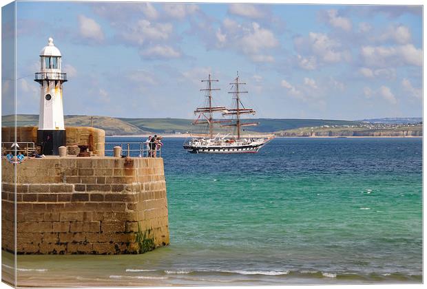  The sailing brig Stavros S Niarchos at St Ives Canvas Print by Brian Pierce