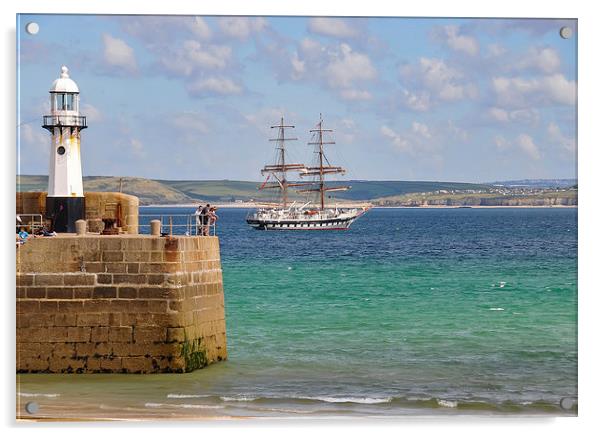  The sailing brig Stavros S Niarchos at St Ives Acrylic by Brian Pierce