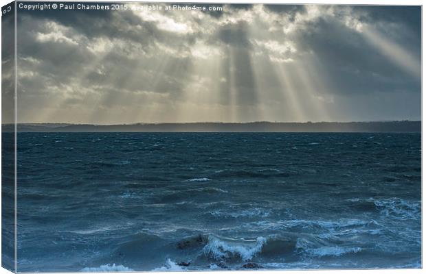  Crepuscular rays on the Solent Canvas Print by Paul Chambers