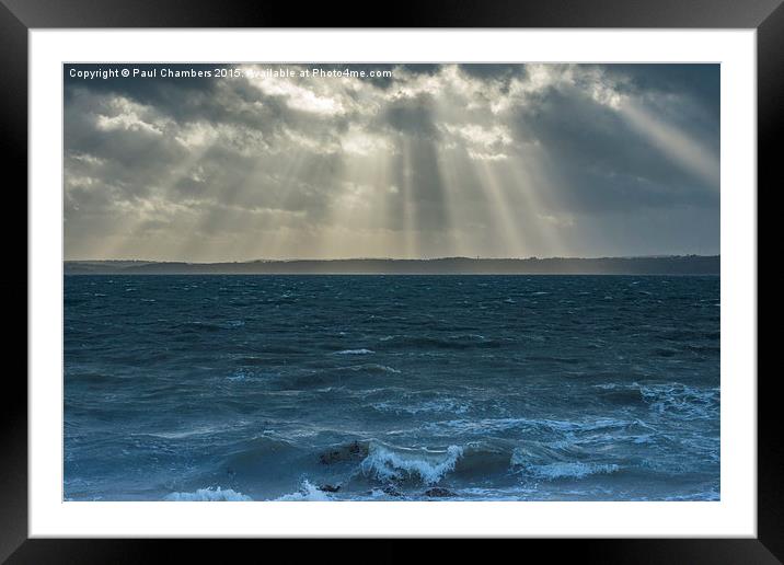  Crepuscular rays on the Solent Framed Mounted Print by Paul Chambers