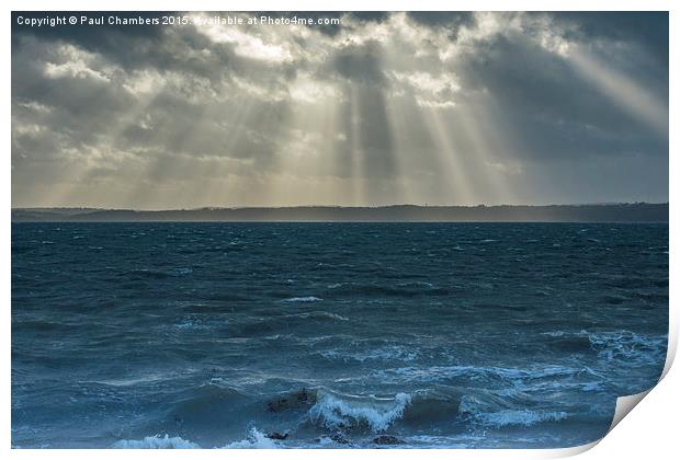  Crepuscular rays on the Solent Print by Paul Chambers