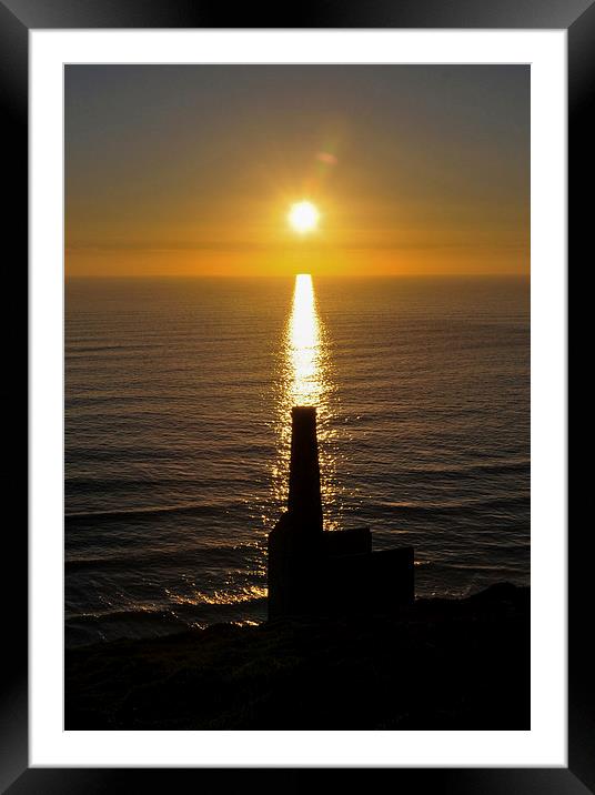  Sunset at Towanroath Engine House, Wheal Coates,  Framed Mounted Print by Brian Pierce