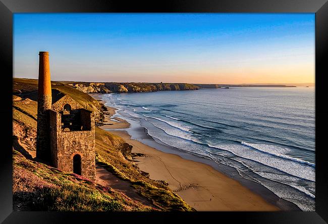  Sundown at Towanroath Engine House, Wheal Coates Framed Print by Brian Pierce