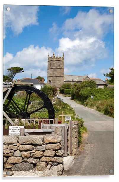The Wayside Museum and Zennor Church, Cornwall  Acrylic by Brian Pierce