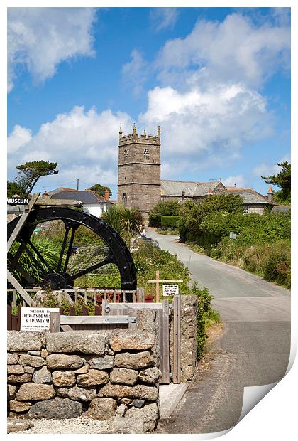 The Wayside Museum and Zennor Church, Cornwall  Print by Brian Pierce