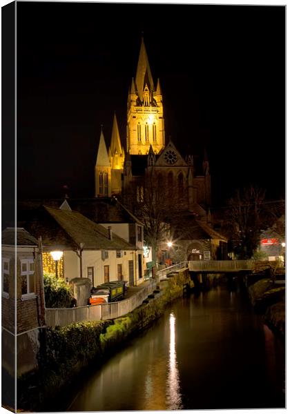  Truro Cathedral by Night, Cornwall Canvas Print by Brian Pierce