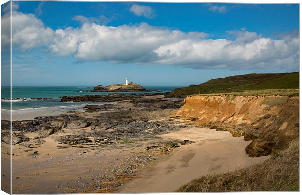  Godrevy Lighthouse &amp; Gwithian Beach, St Ives  Canvas Print by Brian Pierce