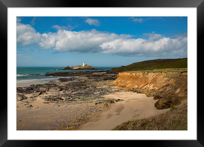  Godrevy Lighthouse &amp; Gwithian Beach, St Ives  Framed Mounted Print by Brian Pierce
