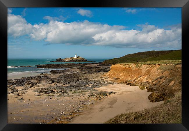  Godrevy Lighthouse &amp; Gwithian Beach, St Ives  Framed Print by Brian Pierce