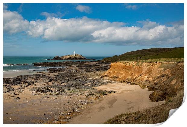  Godrevy Lighthouse &amp; Gwithian Beach, St Ives  Print by Brian Pierce