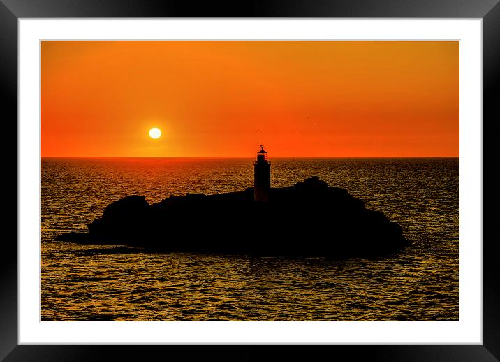  Sunset at Godrevy Lighthouse, Cornwall Framed Mounted Print by Brian Pierce