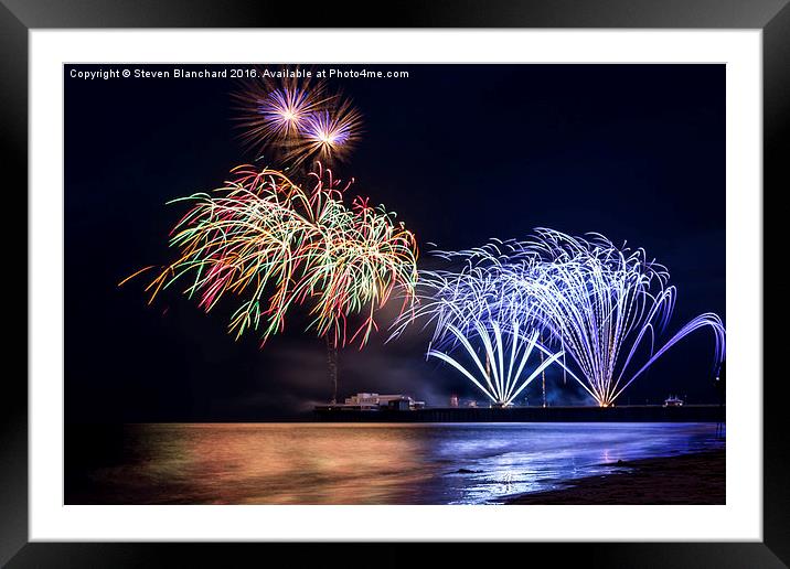 Blackpool fireworks display Framed Mounted Print by Steven Blanchard