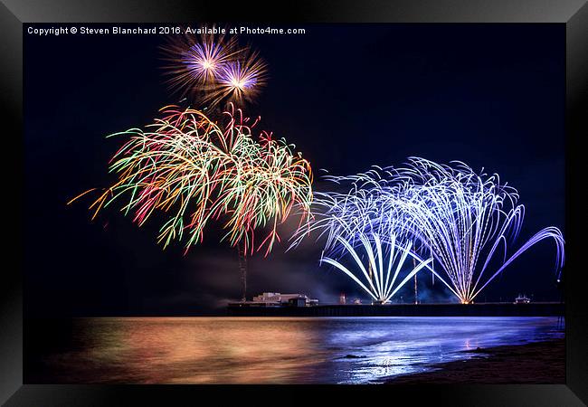 Blackpool fireworks display Framed Print by Steven Blanchard