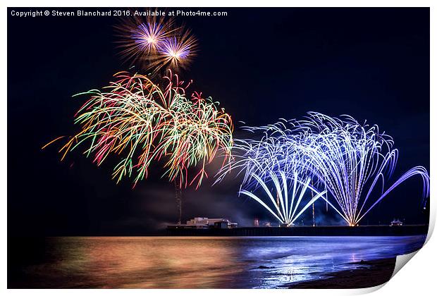 Blackpool fireworks display Print by Steven Blanchard