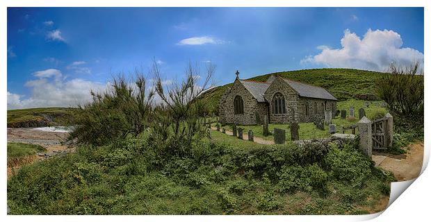 The Church of Storms, Gunwalloe, Lizard Cornwall Print by Brian Pierce