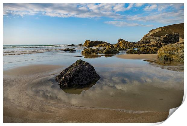 Rock, Beach and Sky, Trevaunance Cove, St Agnes, C Print by Brian Pierce