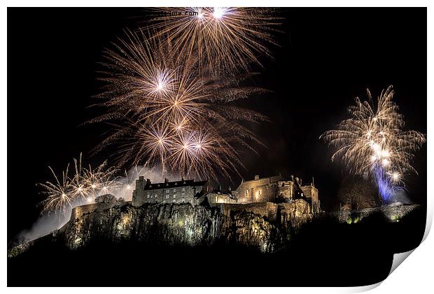  Stirling Castle Hogmanay Fireworks Print by Ian Potter