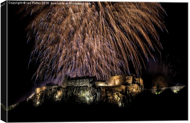  Stirling Castle Hogmanay firework finale Canvas Print by Ian Potter