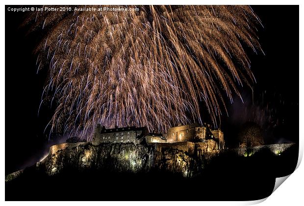  Stirling Castle Hogmanay firework finale Print by Ian Potter