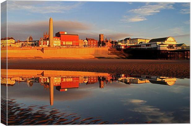  Blackpool Beach Reflection Canvas Print by David Chennell