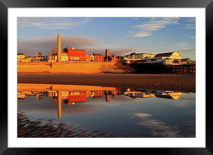  Blackpool Beach Reflection Framed Mounted Print by David Chennell
