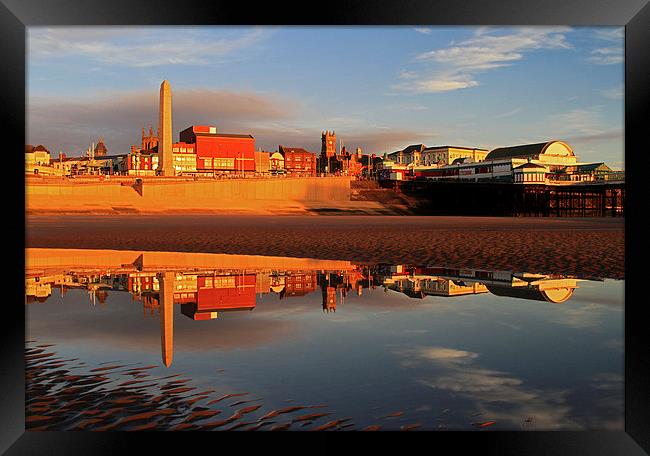  Blackpool Beach Reflection Framed Print by David Chennell