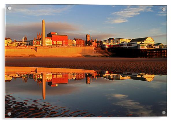  Blackpool Beach Reflection Acrylic by David Chennell