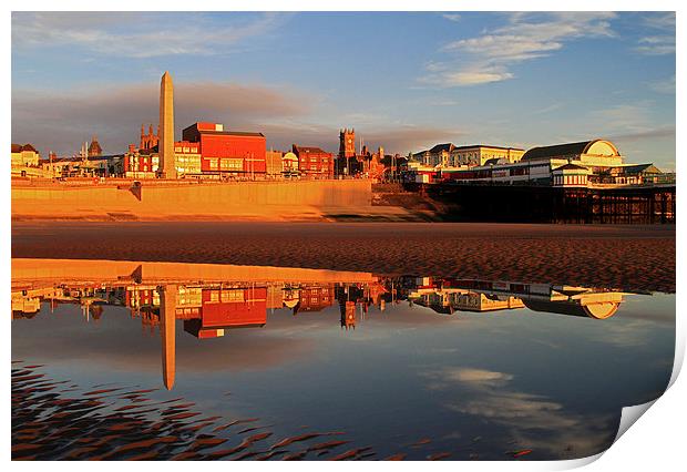  Blackpool Beach Reflection Print by David Chennell