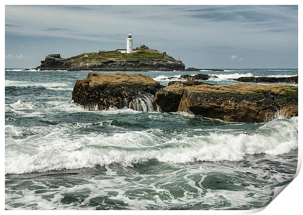  Godrevy Lighthouse, St Ives Bay, Cornwall Print by Brian Pierce