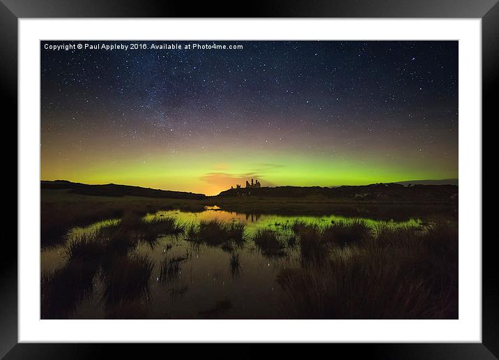  Dunstanburgh Castle Aurora New Years Day 2016 Framed Mounted Print by Paul Appleby