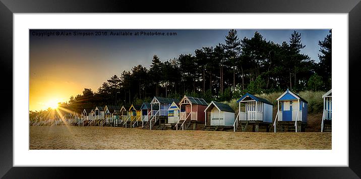  Wells Beach Huts Sunrise Framed Mounted Print by Alan Simpson