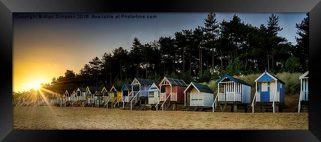  Wells Beach Huts Sunrise Framed Print by Alan Simpson