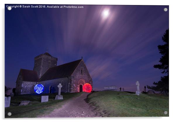  Light Painting at St. Martha's Church, Guildford Acrylic by Sarah Scott
