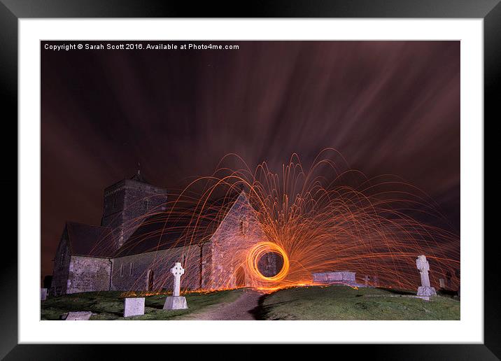  Sparks Fly at St. Martha's Church, Guildford Framed Mounted Print by Sarah Scott