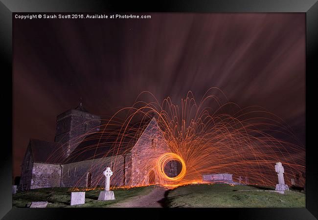 Sparks Fly at St. Martha's Church, Guildford Framed Print by Sarah Scott
