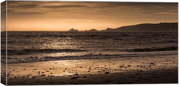  Swansea bay and Mumbles lighthouse Canvas Print by Leighton Collins