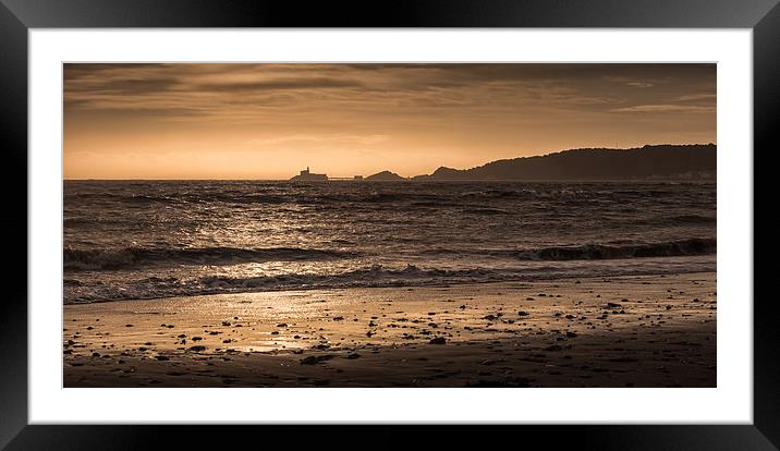  Swansea bay and Mumbles lighthouse Framed Mounted Print by Leighton Collins