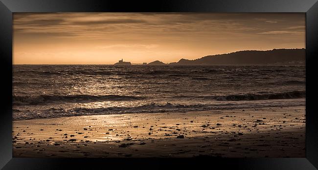  Swansea bay and Mumbles lighthouse Framed Print by Leighton Collins