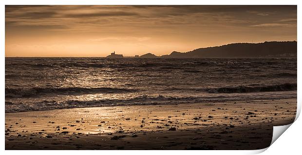  Swansea bay and Mumbles lighthouse Print by Leighton Collins