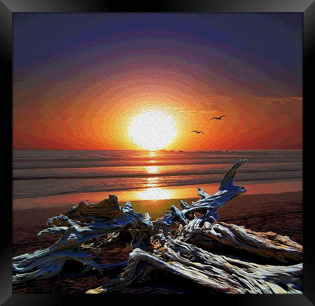 Sunset Painting  Framed Print by james balzano, jr.
