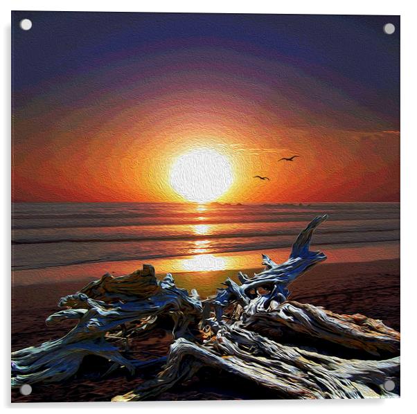 Sunset Painting  Acrylic by james balzano, jr.