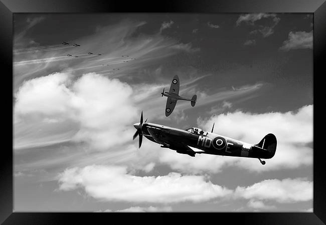 Spitfires - Mono Framed Print by J Biggadike