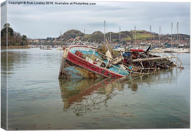  The old Wreck Conwy Canvas Print by Rick Lindley