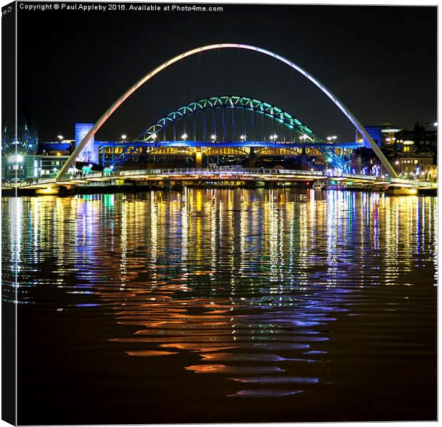  Newcastle upon Tyne Quayside Reflections Canvas Print by Paul Appleby
