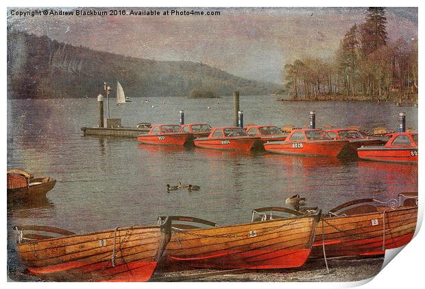 Boats on Lake Windermere... Print by Andy Blackburn