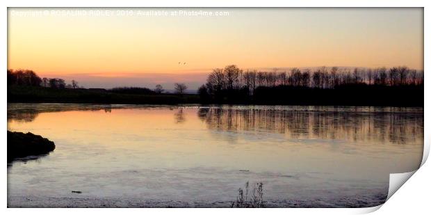 "Sunset across the frozen lake"  Print by ROS RIDLEY