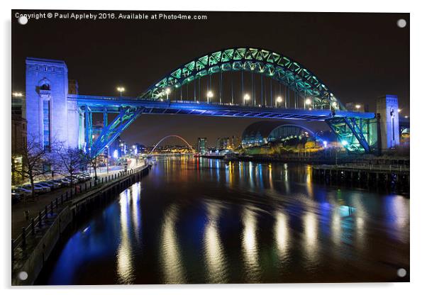  Tyne Bridge at Night Acrylic by Paul Appleby