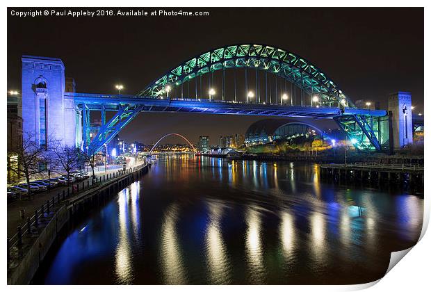  Tyne Bridge at Night Print by Paul Appleby